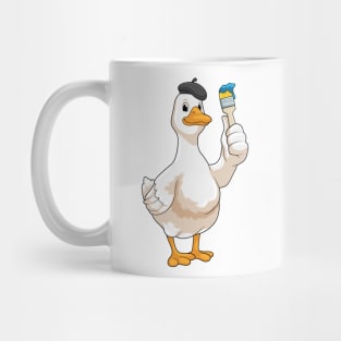 Duck as Painter with Paint brush Mug